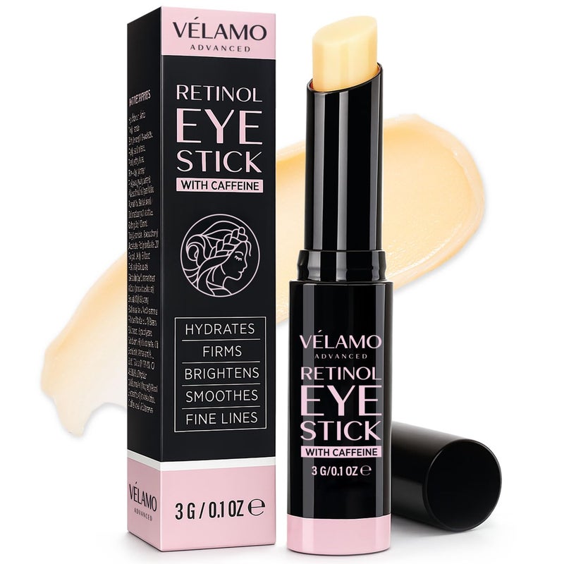 VELAMO ADVANCED Retinol Eye Stick Retinol Eye Cream for Dark Circles and Puffiness with 1 Bakuchiol and Caffeine Visibly Reduces Fine Lines Wrinkles Under Eye Bags with Upgraded Formula 01 OZ3g