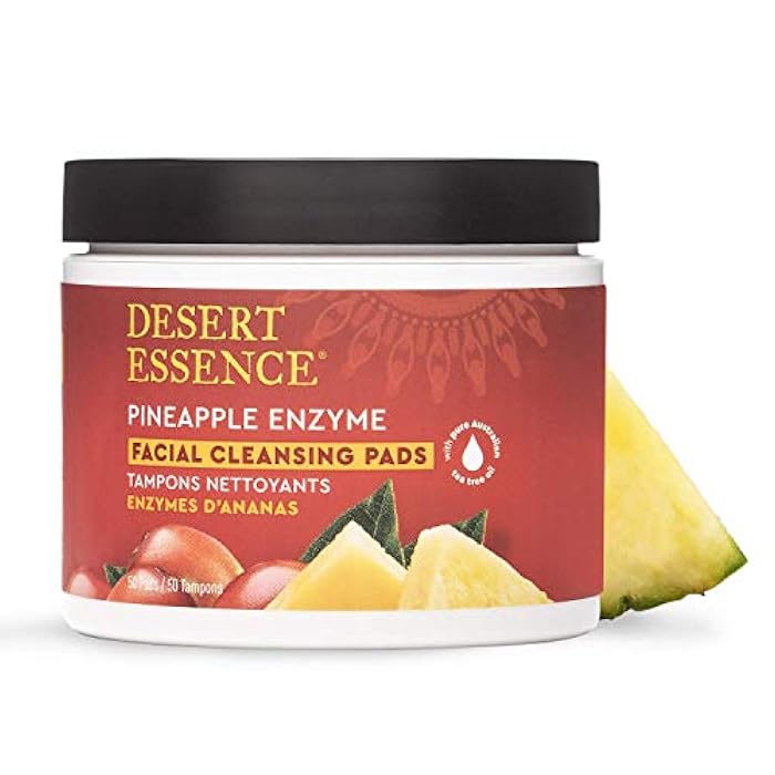Desert Essence, Pineapple Enzyme Cleansing Pads, 50 Pads - Vegan, Gluten Free - Facial Cleansing, Exfoliating Enzymes for radiant clear complexion - Image 1