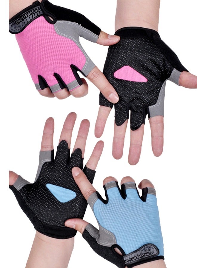 ميكانيك زوجان من قفازات التمرين للرجال والنساء، قفازات ركوب الدراجات مع سيليكون غير قابل للانزلاق ودعم المعصم وحزام فيلكرو قابل للتعديل، مناسب لتدريب اللياقة البدنية ورفع الأثقال وركوب الدراجات باللون الوردي M أزرق XL - Image 1