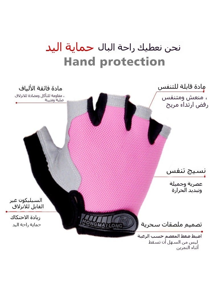 ميكانيك زوجان من قفازات التمرين للرجال والنساء، قفازات ركوب الدراجات مع سيليكون غير قابل للانزلاق ودعم المعصم وحزام فيلكرو قابل للتعديل، مناسب لتدريب اللياقة البدنية ورفع الأثقال وركوب الدراجات باللون الوردي M أزرق XL - Image 3