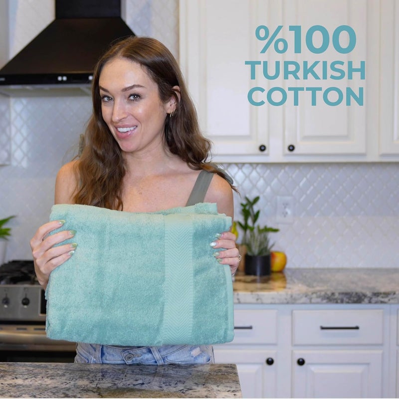 TEXTILOM 100% Turkish Cotton 6 Pcs Luxury Bath Towel Set, Soft & Absorbent Towels for Bathroom (2 Bath, 2 Hand, 2 Washcloths) - Aqua - Image 3