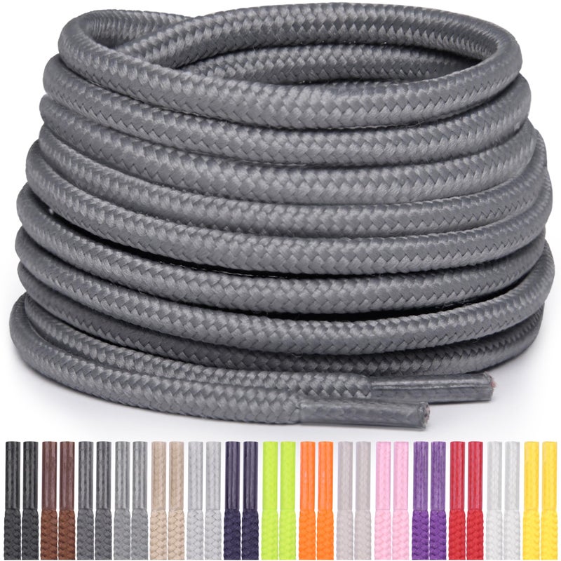 Miscly Round Shoelaces [1 Pair] 5/32″ Thick - For Shoes, Sneakers & Boots (54″, Grey) - Image 5