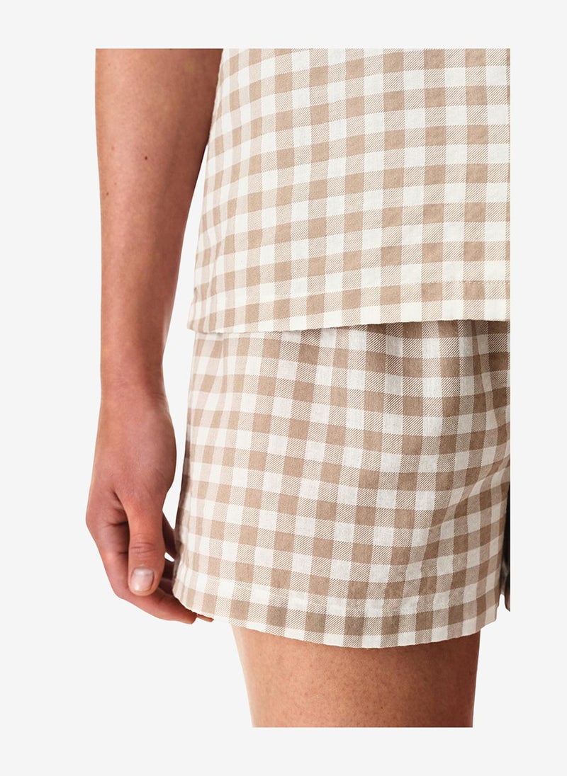 Penti Women's Latte Short Sleeve Cotton Pyjama Set with Shorts - Image 3