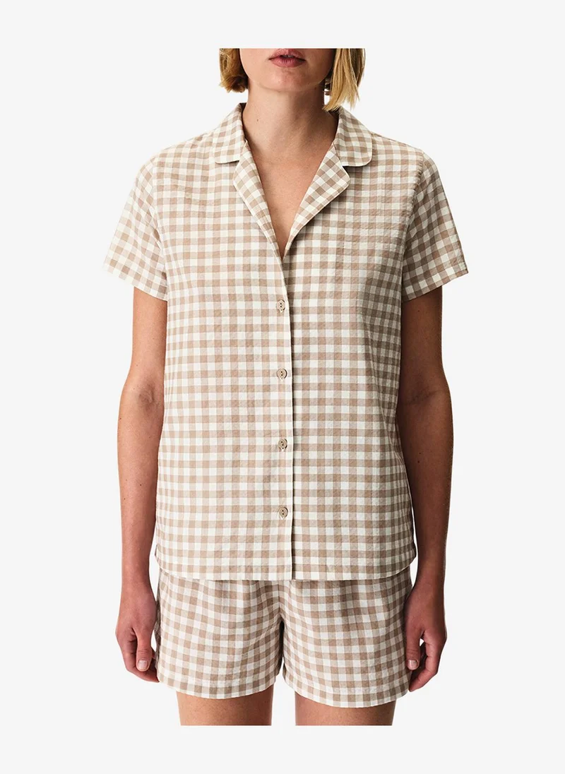 بنتي Women's Latte Short Sleeve Cotton Pyjama Set with Shorts