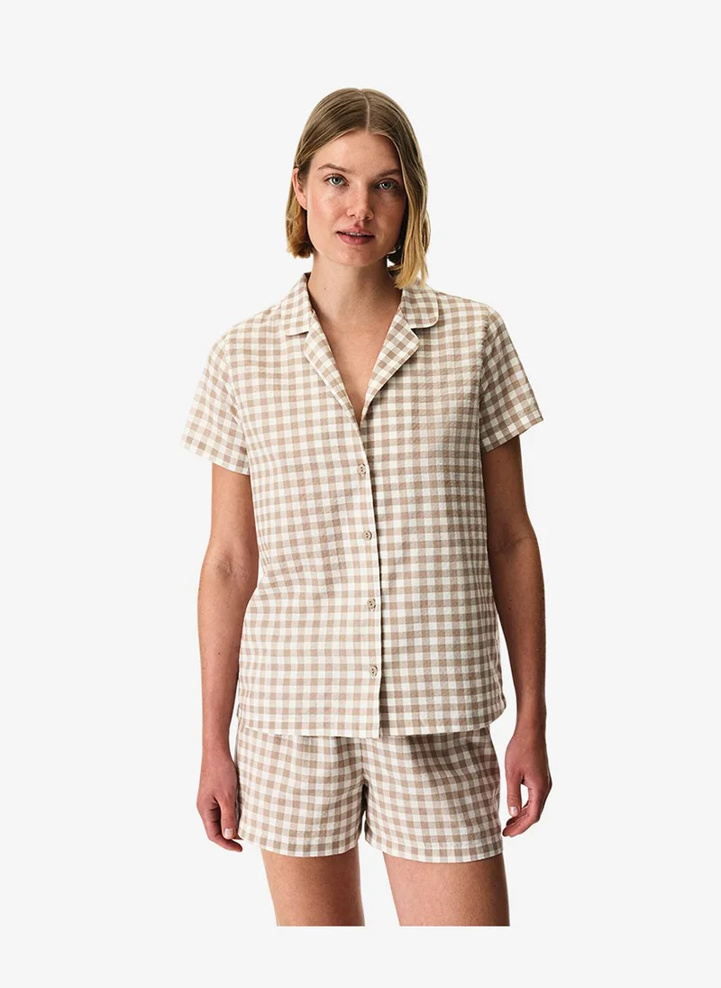 بنتي Women's Latte Short Sleeve Cotton Pyjama Set with Shorts