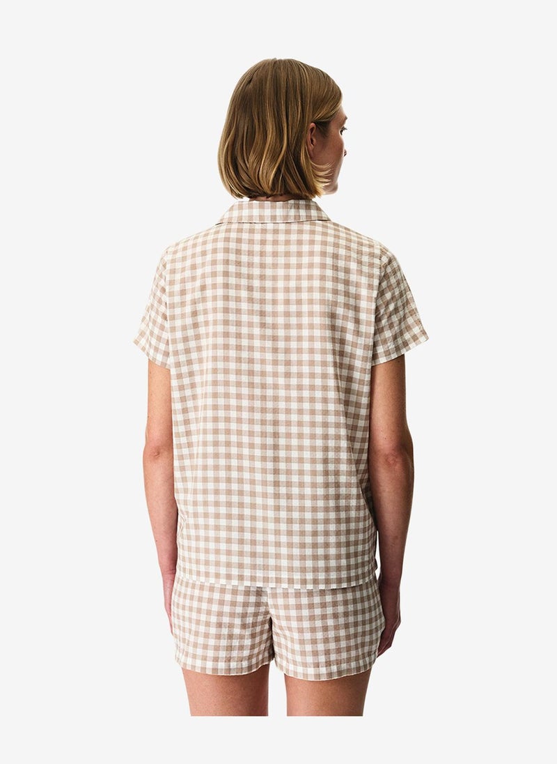 Penti Women's Latte Short Sleeve Cotton Pyjama Set with Shorts - Image 4