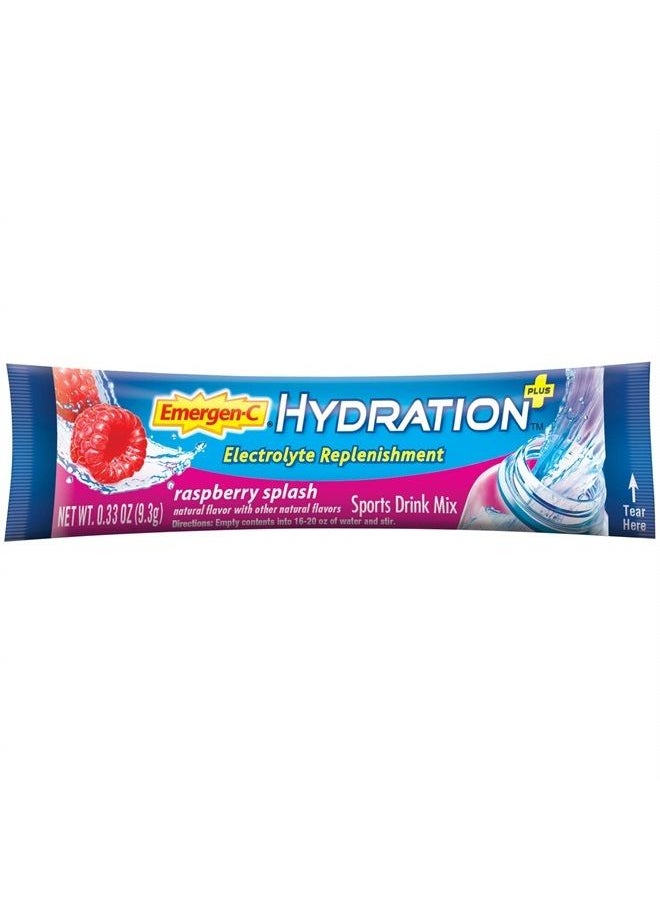 Emergen-C - Hydration+ Sports Drink Mix With Vitamin C ( Raspberry Flavor), Electrolyte Replenishment, 18 Count(Pack of 1) - Image 1