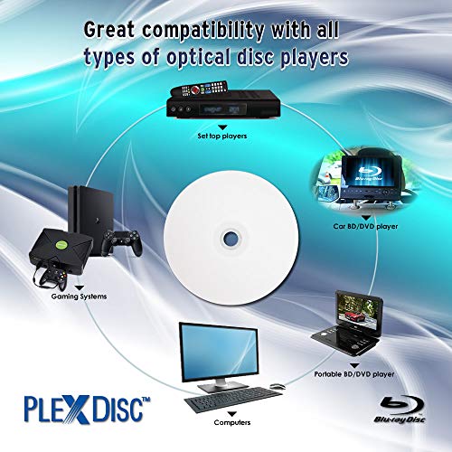 PLEXDISC 645-213 50 GB 6X Blu-ray Double Layer Recordable BD-R DL White Inkjet, 25-Disc Spindle - Image 4