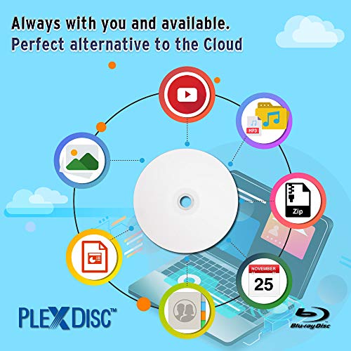 PLEXDISC 645-213 50 GB 6X Blu-ray Double Layer Recordable BD-R DL White Inkjet, 25-Disc Spindle - Image 3