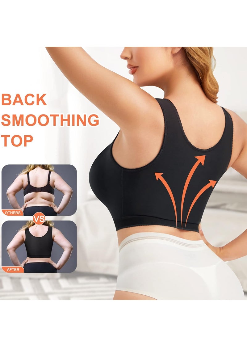 KASTWAVE Front Closure Bras for Women, Women's Shapewear Tops, Post Surgery Bra Compression Tank Top, Posture Corrector Shapewear Top, Front Closure Shapewear Bra, Black XL - Image 2