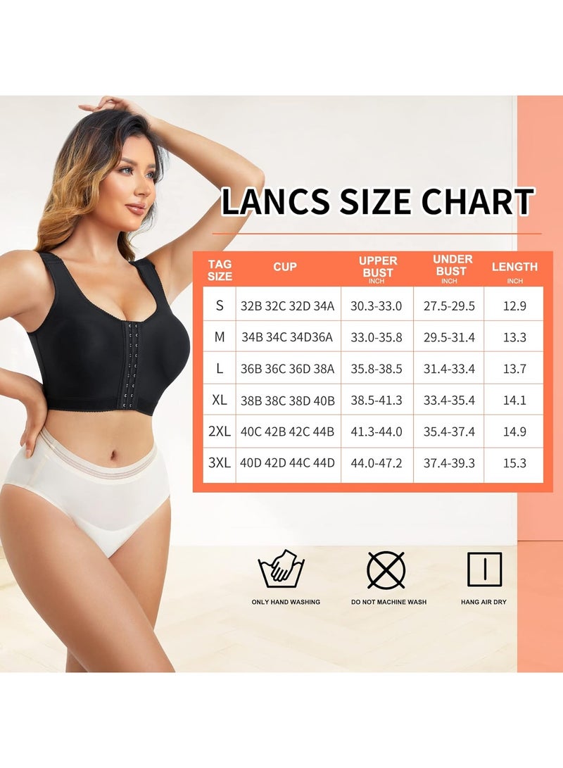 KASTWAVE Front Closure Bras for Women, Women's Shapewear Tops, Post Surgery Bra Compression Tank Top, Posture Corrector Shapewear Top, Front Closure Shapewear Bra, Black XL - Image 5
