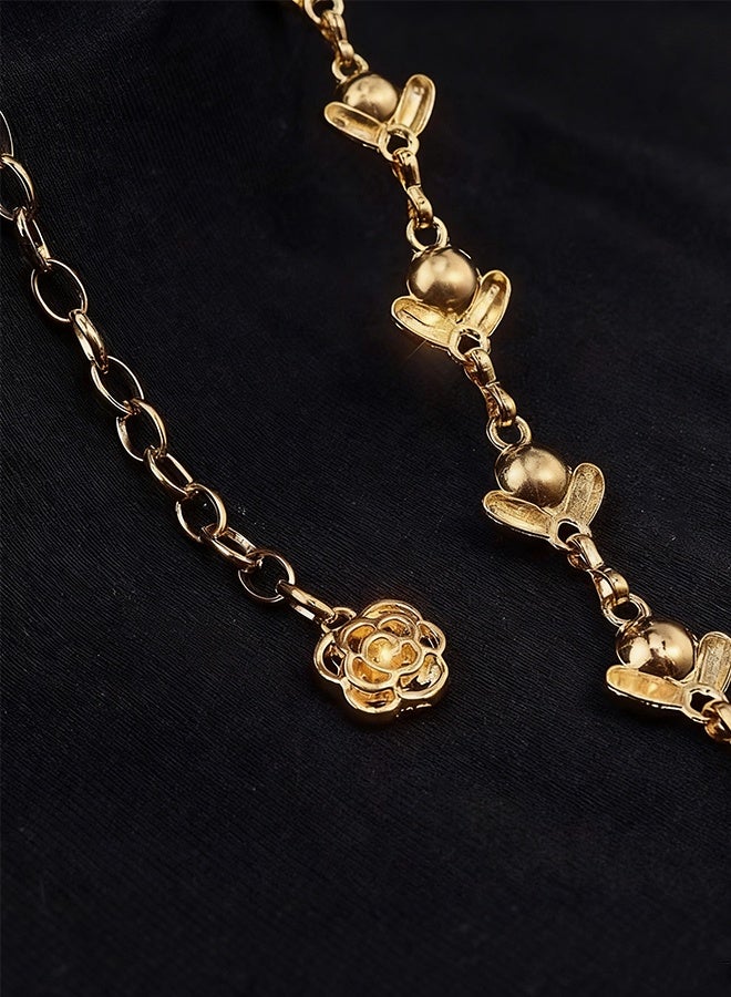 هابي دي حزام سلسلة للنساء بحجر الراين كريستال حزام الخصر المعدني حزام الخصر المعدني للنساء والفتيات حزام رابط الجسم القابل للتعديل مجوهرات بطن أنيقة للبنطلونات والفساتين (ذهبي) - Image 5