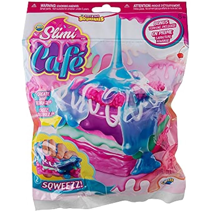 Orb Factory ORB 35765 Slimi Cafe Squishie Raspberry Square Cake Starter Pack, Raspberry Red - Image 1