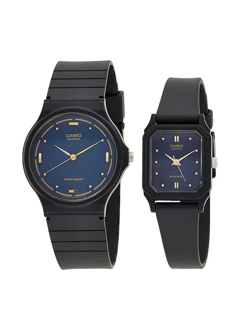 Resin Band Analog Quartz Round Shape Watch Set MQ-76-2A/LQ-142E-2A
