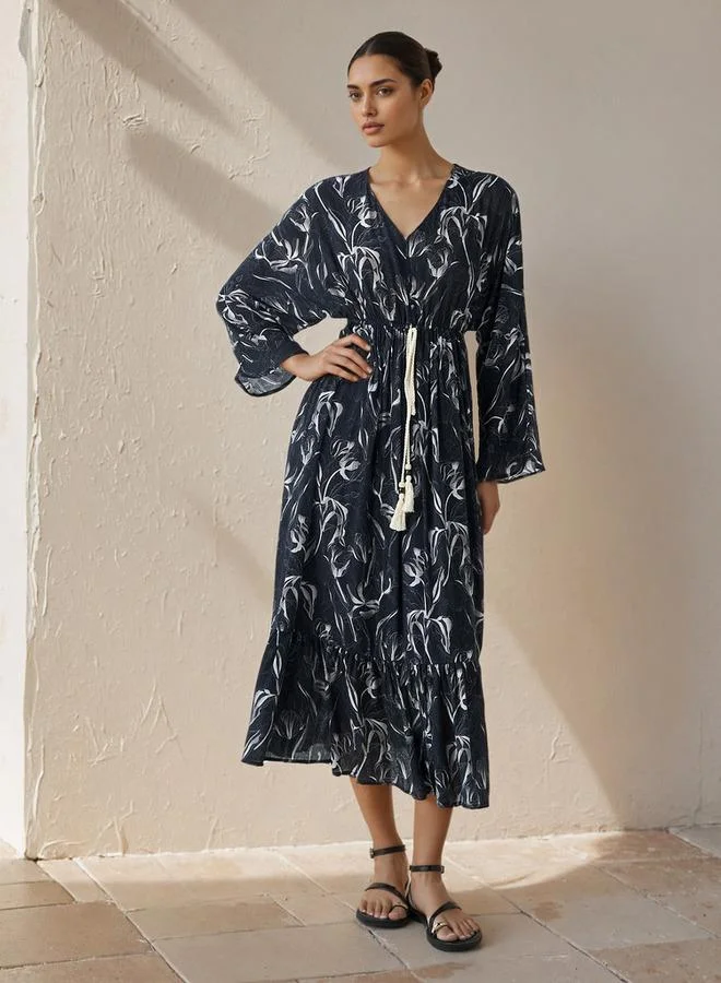 سبلاش فيڤ فستان قفطان نسائي بطبعة زهور من الفيسكوز