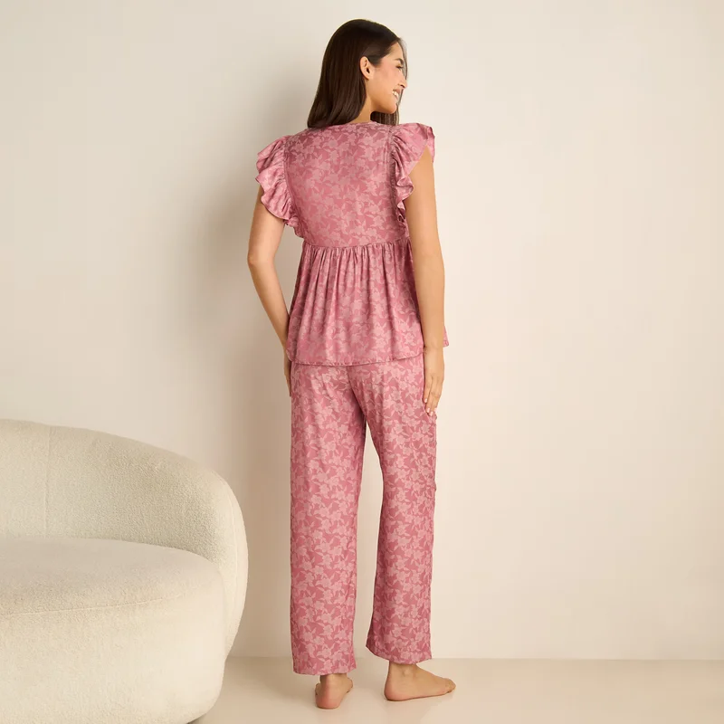 Splash FAV Floral Jacquard Maternity Pyjama Set