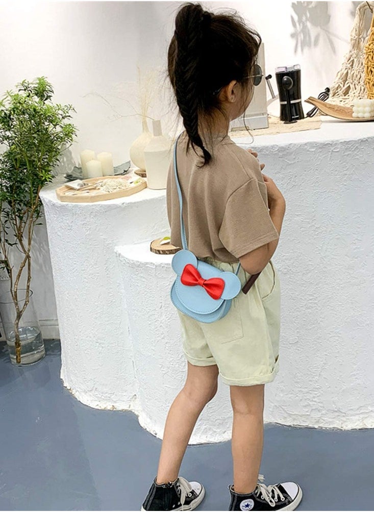 Generic - Adorable Little Girls Handbag, Princess Bow Knot Mini Flap Bag,   Mouse Ear Crossbody Purse with Adjustable Strap for Toddlers (Blue) - Image 1
