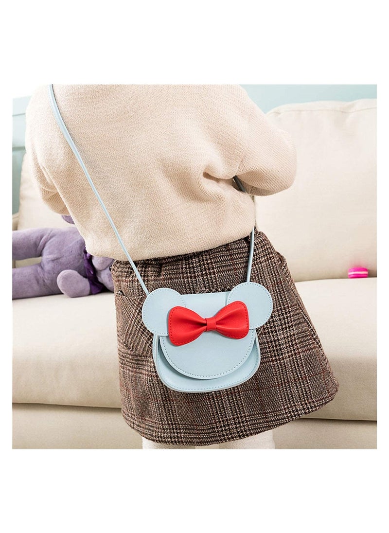 Generic - Adorable Little Girls Handbag, Princess Bow Knot Mini Flap Bag,   Mouse Ear Crossbody Purse with Adjustable Strap for Toddlers (Blue) - Image 1