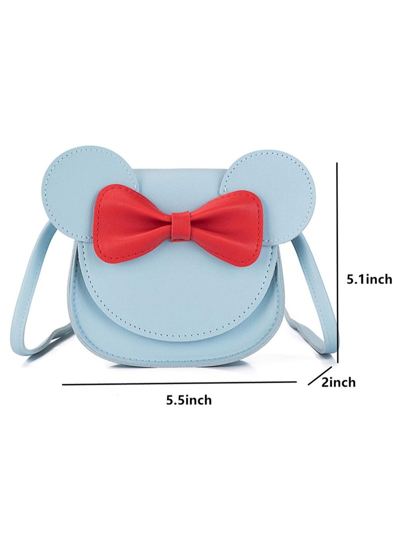 Generic - Adorable Little Girls Handbag, Princess Bow Knot Mini Flap Bag,   Mouse Ear Crossbody Purse with Adjustable Strap for Toddlers (Blue) - Image 1