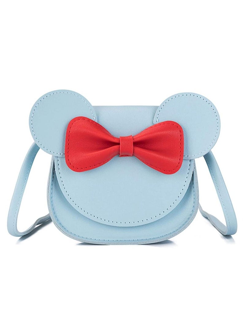 Generic - Adorable Little Girls Handbag, Princess Bow Knot Mini Flap Bag,   Mouse Ear Crossbody Purse with Adjustable Strap for Toddlers (Blue) - Image 1