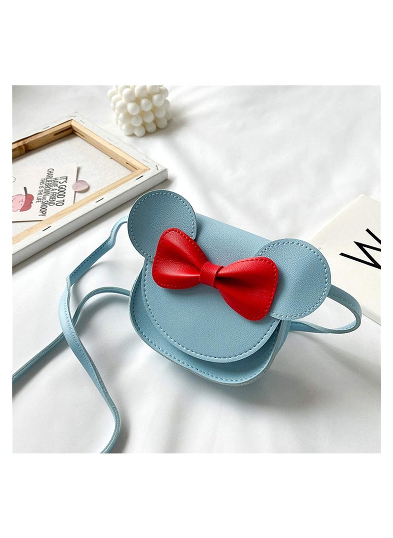 Generic - Adorable Little Girls Handbag, Princess Bow Knot Mini Flap Bag,   Mouse Ear Crossbody Purse with Adjustable Strap for Toddlers (Blue) - Image 1