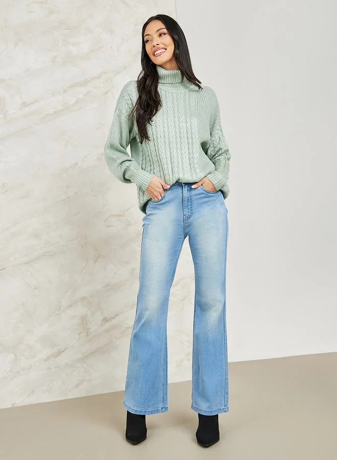 Styli Boxy Fit Regular Length Chunky Cable Knit Sweater