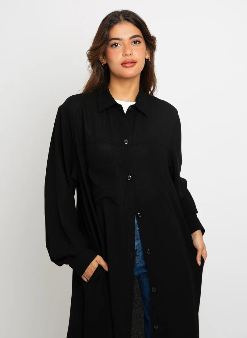Kaafmeem Black Shirt Abaya