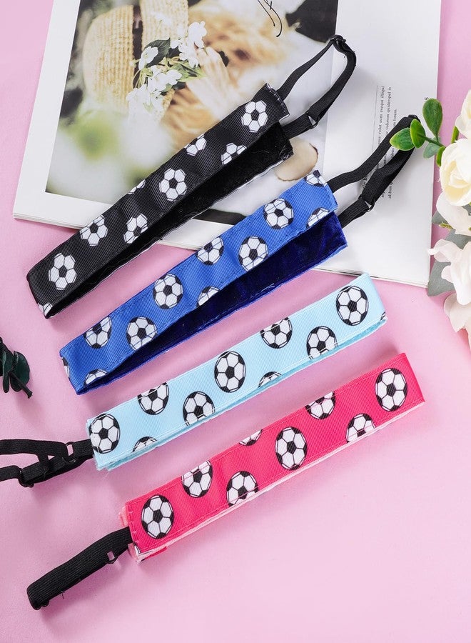 SUMERSHA 4Pcs Soccer Headbands for Girls Women Elastic Soccer Hairband Non-slip Adjustable Football Headband Sports Hair Accessories, 4 Colors (Black, Rose Red, Blue, Light Blue) - Image 5