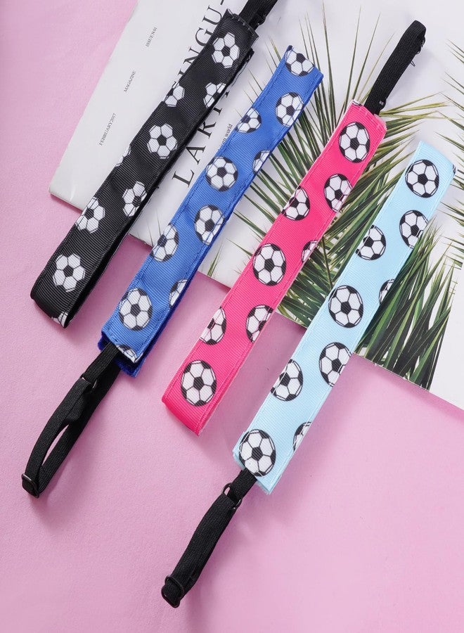SUMERSHA 4Pcs Soccer Headbands for Girls Women Elastic Soccer Hairband Non-slip Adjustable Football Headband Sports Hair Accessories, 4 Colors (Black, Rose Red, Blue, Light Blue) - Image 4