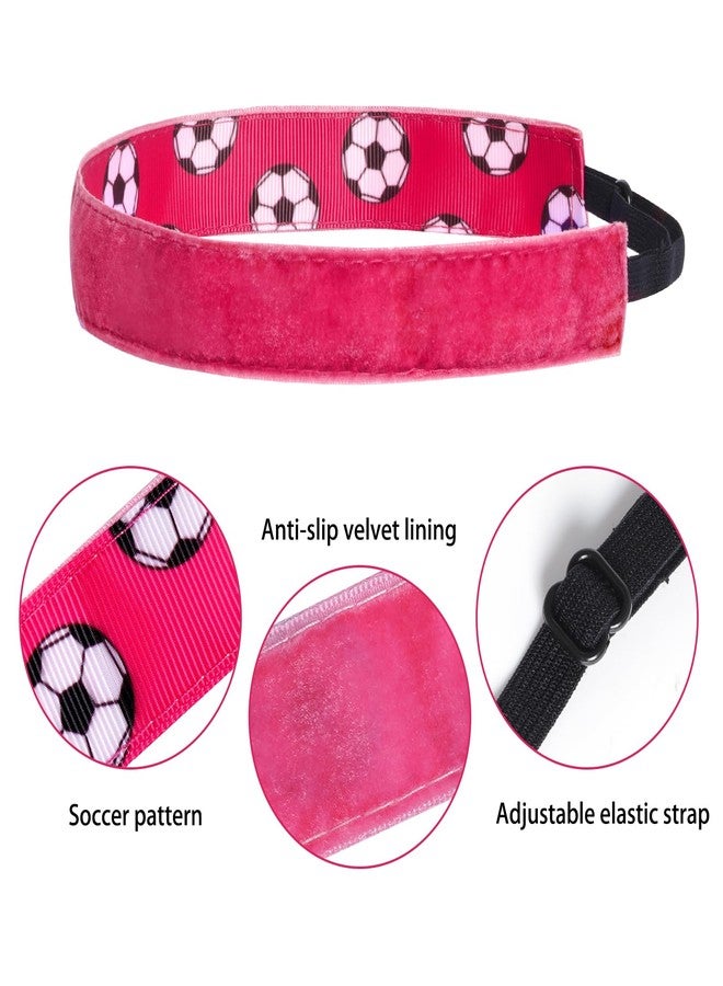 SUMERSHA 4Pcs Soccer Headbands for Girls Women Elastic Soccer Hairband Non-slip Adjustable Football Headband Sports Hair Accessories, 4 Colors (Black, Rose Red, Blue, Light Blue) - Image 3