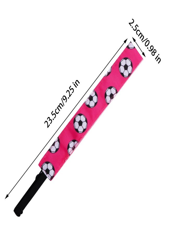 SUMERSHA 4Pcs Soccer Headbands for Girls Women Elastic Soccer Hairband Non-slip Adjustable Football Headband Sports Hair Accessories, 4 Colors (Black, Rose Red, Blue, Light Blue) - Image 2