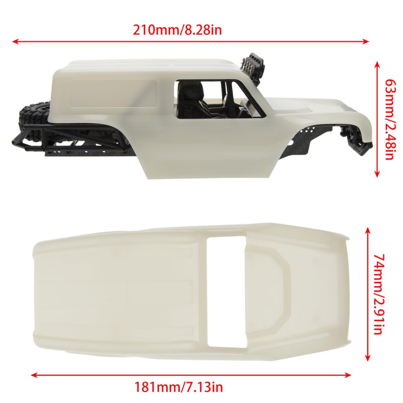 MEUS RACING MB24 SCX24 Body 5.2in 132MM Body Shell ABS+Nylon Carbon Fiber Chassis for 1/24 Axial SCX24 Bronco JLU B-17 C10-(Primary Color) - Image 3