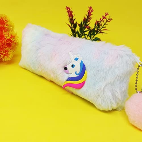 PARTEET Unicorn Soft Fur Pencil Case, Multicolor Zipper Pouch for Girls, Cute Storage Bag, Travel Pouch, Best Return Gift (Pack of 1) - Image 5