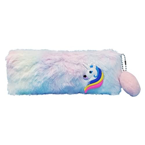 PARTEET Unicorn Soft Fur Pencil Case, Multicolor Zipper Pouch for Girls, Cute Storage Bag, Travel Pouch, Best Return Gift (Pack of 1) - Image 1