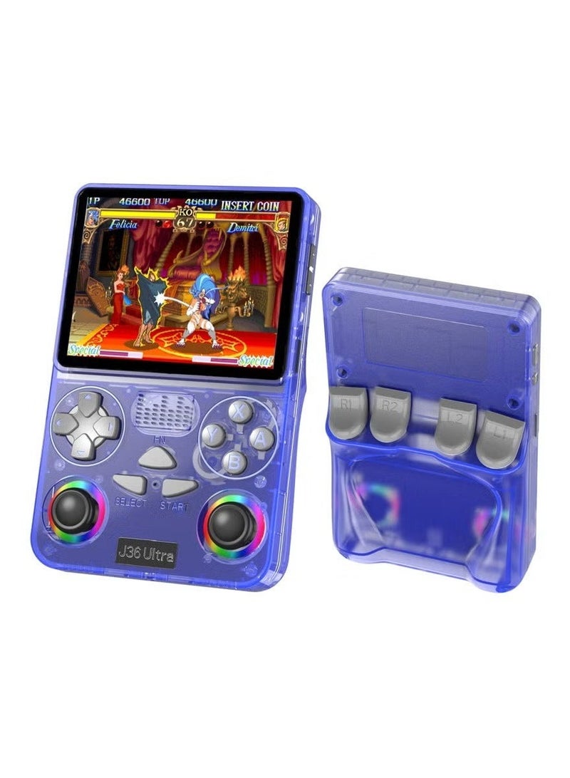 J36 Ultra Game Console 3.5 Inch Portable Retro Game Console Built-in 20000+ Games With 64GB Memory Card Video Games Console 20+ Supported Simulator Platform 3000mAh Battery IPS Screen Toys And Games For Kids And Adults Transparent Purple - Image 4