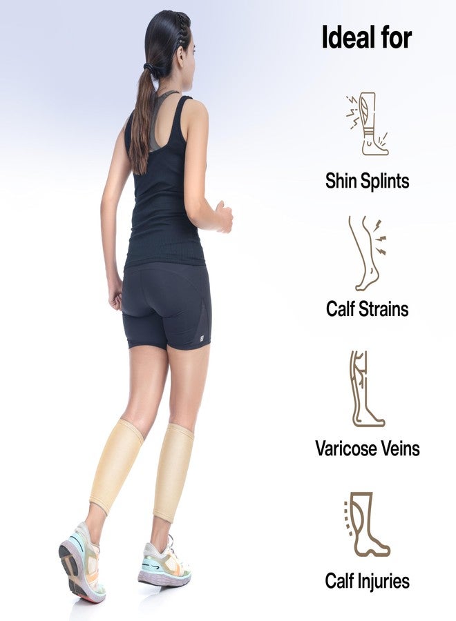 FOVERA Calf Support Compression Sleeve for Men & Women | Shin Splints, Leg and Calf Support for Varicose Veins, Pain Relief, Running, Gym, Sports (Size - M, 1 Pair) - Image 3