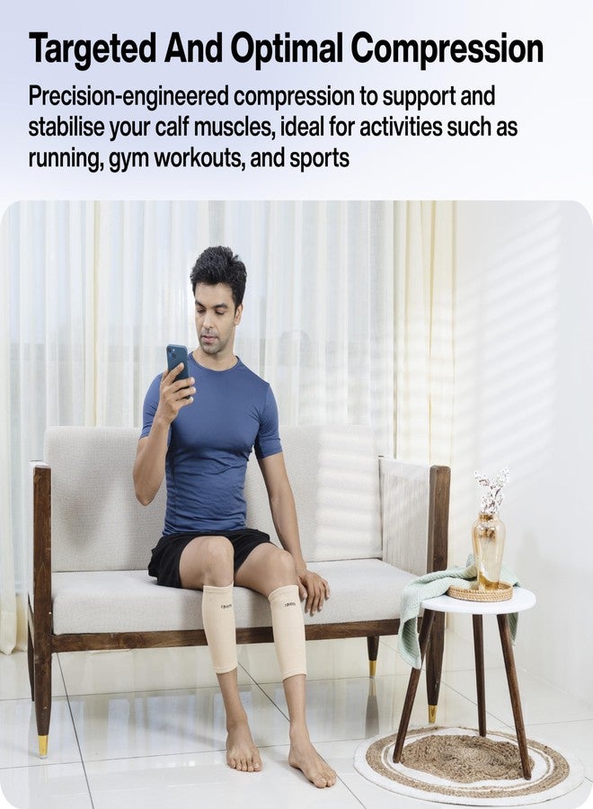 FOVERA Calf Support Compression Sleeve for Men & Women | Shin Splints, Leg and Calf Support for Varicose Veins, Pain Relief, Running, Gym, Sports (Size - M, 1 Pair) - Image 5