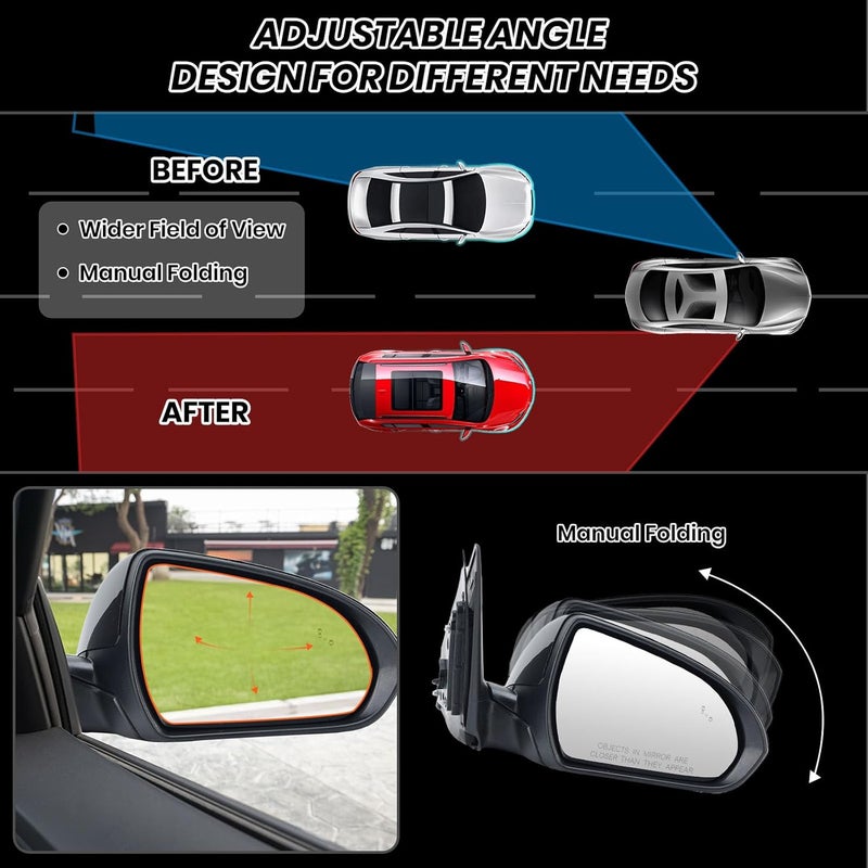 Clidr Passenger Side Mirror for 2017-2020 Hyundai Elantra - Heated, Manual Folding with Blind Spot Detection - Image 4