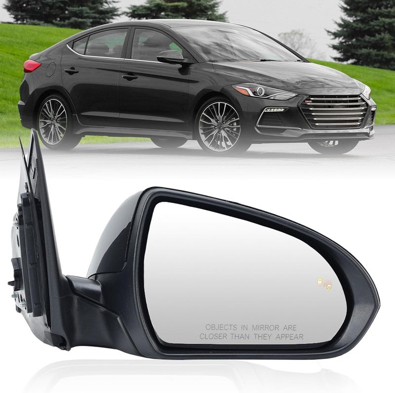 Clidr Passenger Side Mirror for 2017-2020 Hyundai Elantra - Heated, Manual Folding with Blind Spot Detection - Image 1
