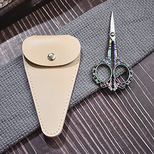 HITOPTY Embroidery Scissors, 4.5in Small Sharp Pointed Tip Vintage Detail Shears with Sheath for Craft, Sewing, Thread Cutting, Artwork, Needlework Rainbow - Image 3