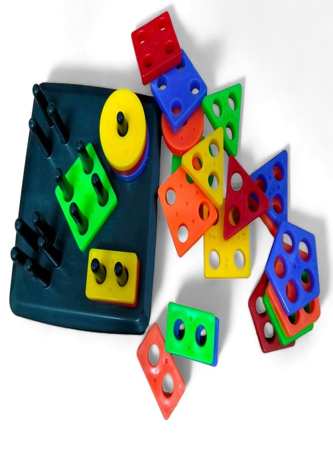 GoldiMec Square Shape Stacker Puzzle Game for Kids | Geometric Shapes Circle, Triangle, Rectangle, Square, Pentagon | Sorting & Stacking Educational Toy - Shapes & Colour Recognition (Multi Colour) - Image 5