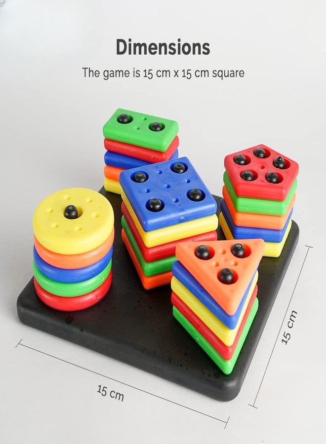 GoldiMec Square Shape Stacker Puzzle Game for Kids | Geometric Shapes Circle, Triangle, Rectangle, Square, Pentagon | Sorting & Stacking Educational Toy - Shapes & Colour Recognition (Multi Colour) - Image 4