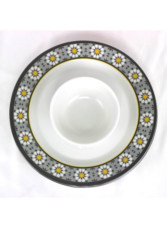 Melrich طقم عشاء ميلريتش 18 قطعة من الخزف الأوبال 6 أطباق عشاء 6 أطباق شوربة 6 سلطانيات آمنة في غسالة الصحون والفريزر - Image 4