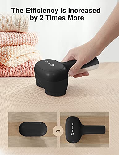 VASSON جهاز إزالة الوبر VASSON، مزيل الوبر الكهربائي، مزيل الوبر القابل لإعادة الشحن، مزيل الوبر للسترات لإزالة الكريات، مزيل الوبر الكبير للملابس والأثاث (أسود) - Image 2