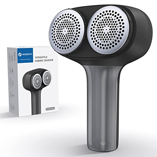 VASSON جهاز إزالة الوبر VASSON، مزيل الوبر الكهربائي، مزيل الوبر القابل لإعادة الشحن، مزيل الوبر للسترات لإزالة الكريات، مزيل الوبر الكبير للملابس والأثاث (أسود) - Image 1