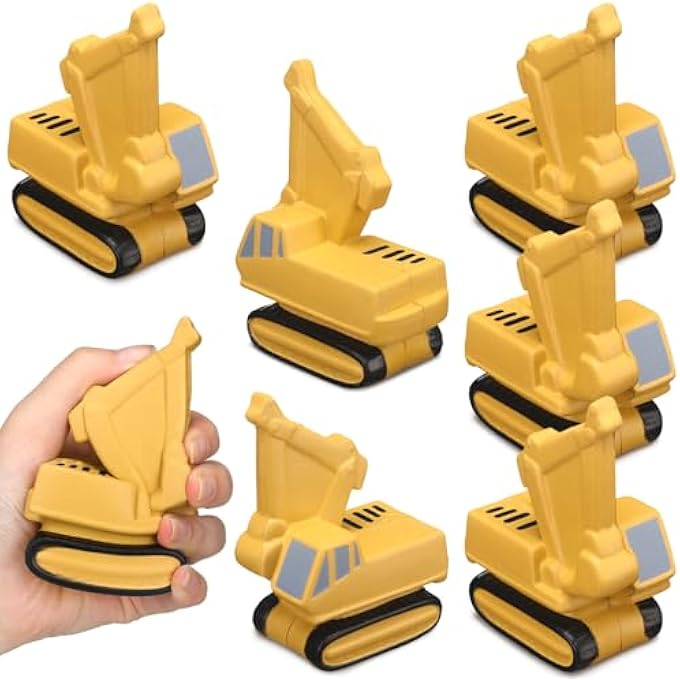 Seenelling 6 Pcs Stress Toy School Bus Construction Vehicles Stress Ball Funny Toy Anxiety Relief Foam Squeeze Balls Back to School Supplies for Teacher Classrooms Prize Party Favor Gift (Construction) - Image 1