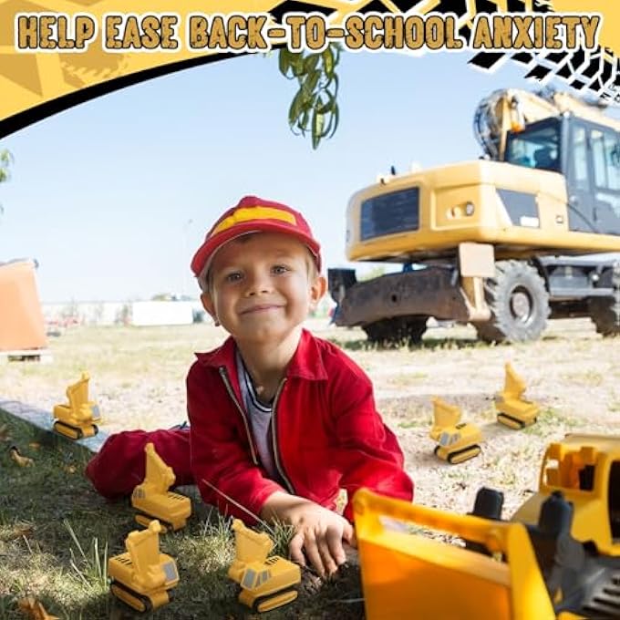 Seenelling 6 Pcs Stress Toy School Bus Construction Vehicles Stress Ball Funny Toy Anxiety Relief Foam Squeeze Balls Back to School Supplies for Teacher Classrooms Prize Party Favor Gift (Construction) - Image 2