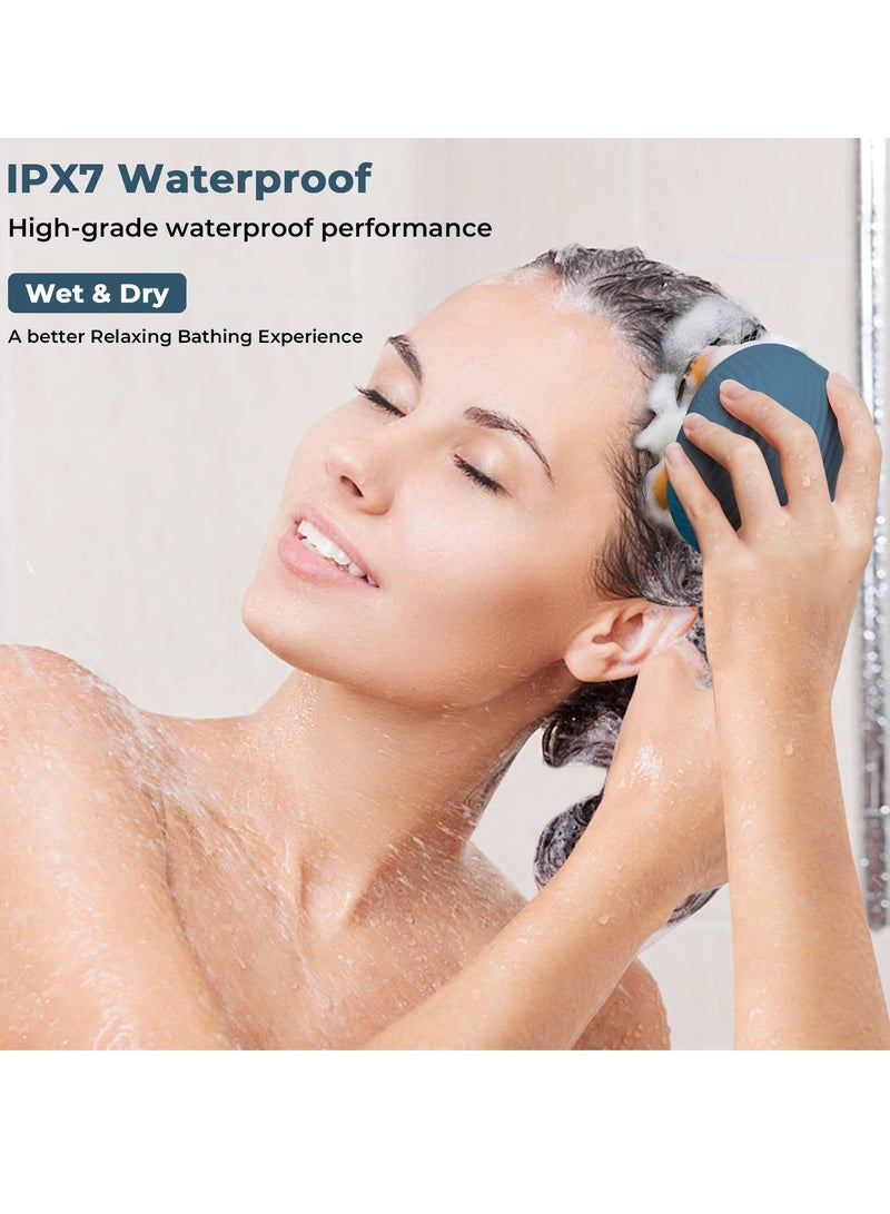 KASTWAVE مدلك فروة الرأس الكهربائي، مدلك رأس محمول لاسلكي مع 4 رؤوس تدليك بديلة، مقاوم للماء IPX7، 2 وضعيات، مدلك فروة الرأس قابل لإعادة الشحن عبر USB للاستحمام والحمام - Image 2