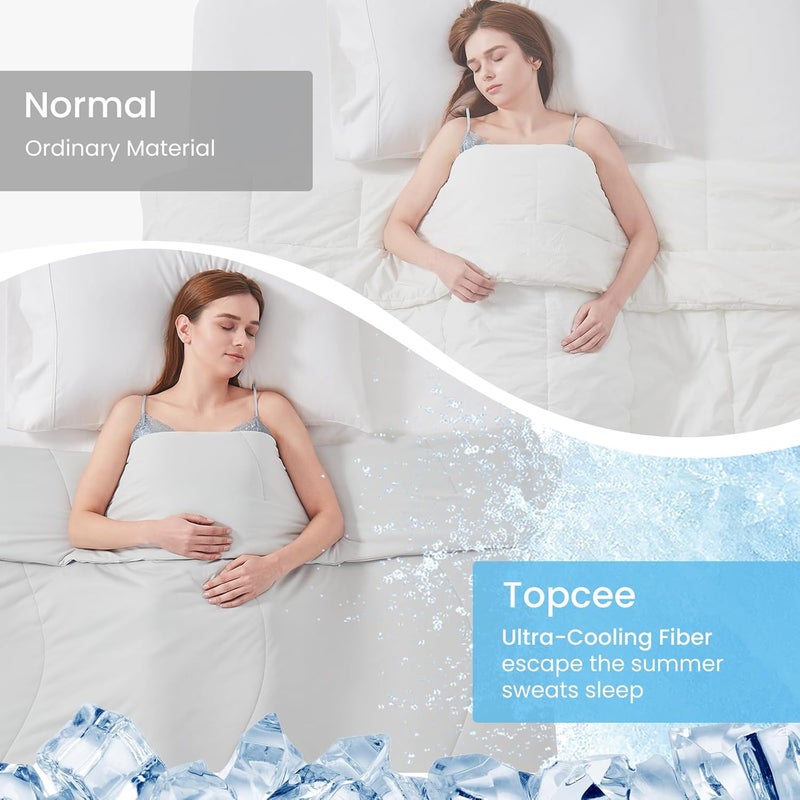 Topcee Cooling Comforter King Size (90"x108")-Cooling Blanket Everlasting Cold Touch for Hot Sleepers-Q-max>0.45 Double-Sided Lightweight Design Summer Ice Blanket for Night Sweats-Grey - Image 4