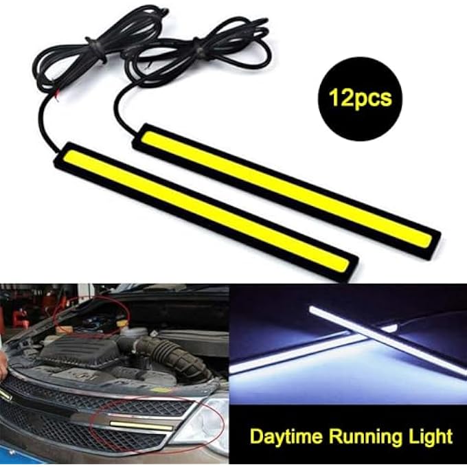 YARDHOBI Daytime Running Light Exterior Car Led Lights Super Bright 12V Underglow Lights Drl Car Led Light Strip Universal Waterproof Cob Drl Running Lamp For Truck Boat Bike Rv Motorcycles 12Pcs White - Image 3